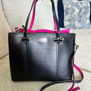 Kate Spade Black and Pink Tote with Silver Hardware